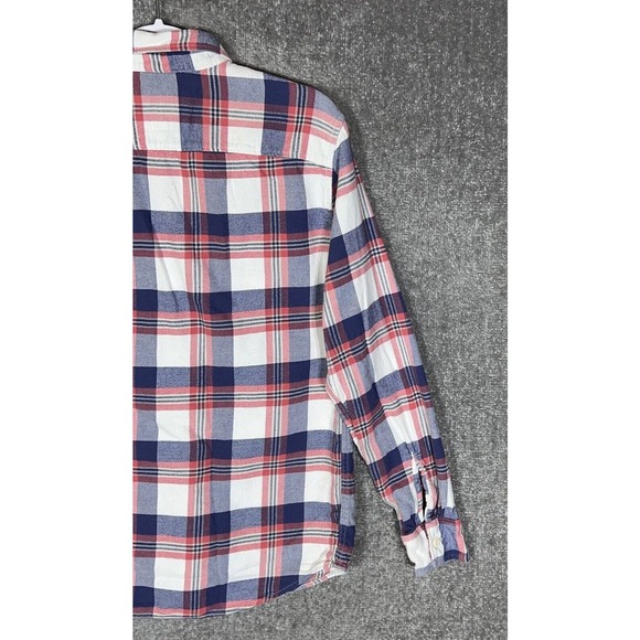 American Eagle Plaid Flannel Shirt Men Size Small Blue Red Long Sleeve Button Up - Picture 8 of 11